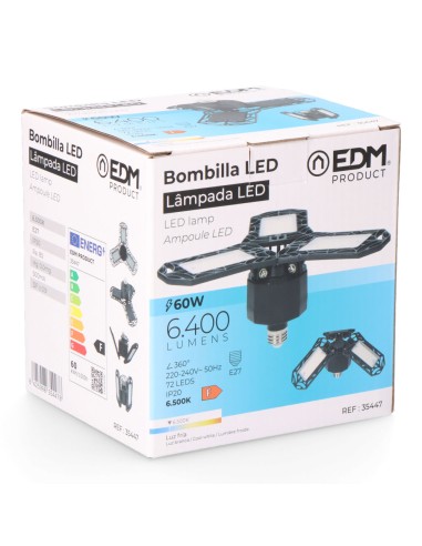 Bombilla "leaf" led e27 60w 6400lm 6500k luz...