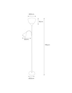 Lámpara de pie modelo boston color plateada e27 60 w y lector e14 40 w 2