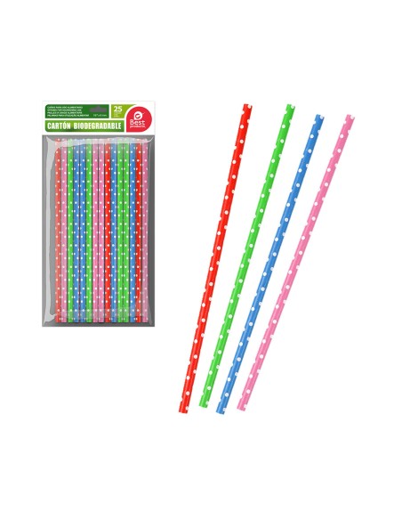 Bolsa con 25 unid. pajitas de topos colores surtidos cartón best products green