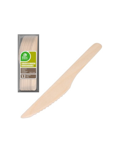 Bolsa 12 unid. cuchillo de madera 16,5cm best products green