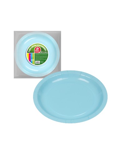 Pack con 10 unid. platos de cartón azules baby ø20cm best products green