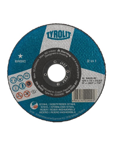 Disco corte bombeado 42c ø125x2,5x22,23 a30q-bfb tyrolit