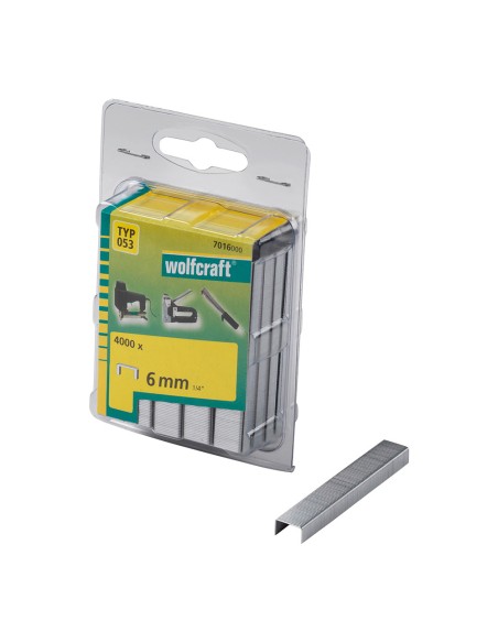 Pack 4000 grapas de lomo ancho 6mm. tipo 053. 7016000 wolfcraft