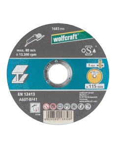Disco corte para metal ø115x1,0x22,23mm. 1683999 wolfcraft