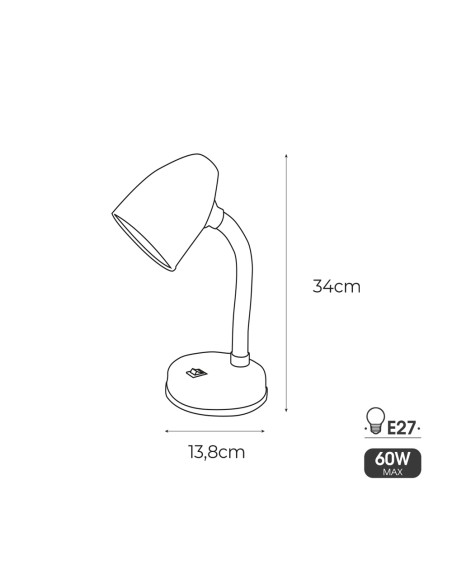 Flexo de sobremesa modelo amsterdam e27 60w color blanco edm