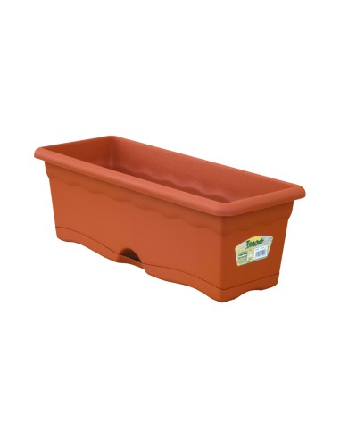 Jardinera con plato integrado color terracota 80x20cm
