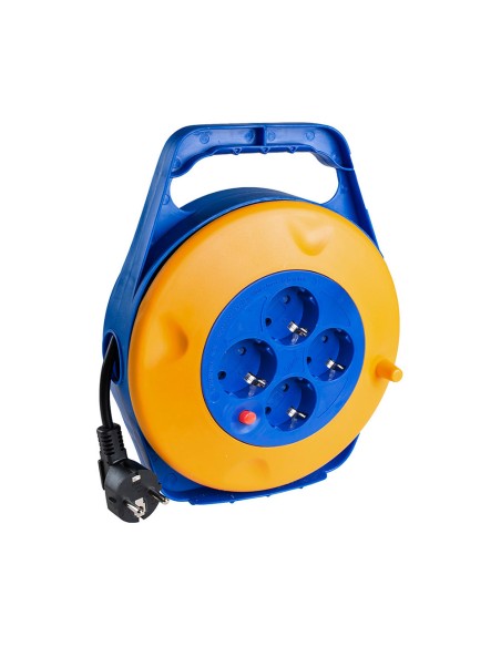 Enrollacables 10 m 3 g 1,50mm² 4 tomas bipolares con t/tl