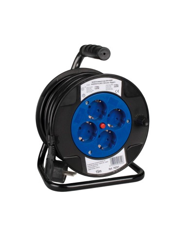 Enrollacables 15 m 3 g 1,50 mm² 4 tomas bipolares con t/tl