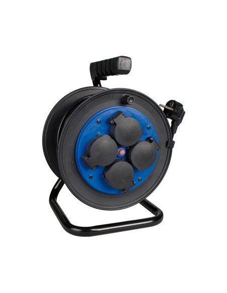 Enrollacables 25 m 3 g 1,50 mm² 4 tomas bipolares con t/tl con tapas ip54