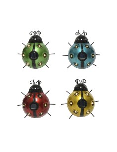 Figura luz solar metalica con forma de mariquita 14,5x13x5cm modelos surtidos