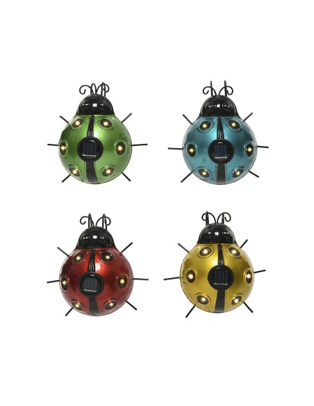 Figura luz solar metalica con forma de mariquita 14,5x13x5cm modelos surtidos