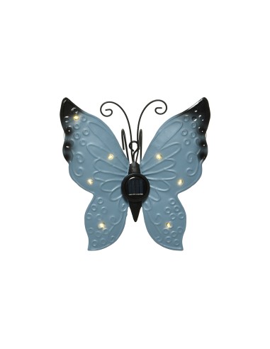 Figura luz solar metalica con forma de mariposa...