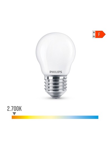 Bombilla esferica led e27 4,3 w 470 lm 2700 k luz calida ø4,5 x 8,2 cm