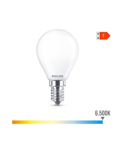 Bombilla esferica led e14 4,3 w 470 lm 6500 k luz fria ø4,5 x 8,2 cm