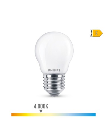 Bombilla esferica led e27 6,5 w 806 lm 4000 k luz dia ø4,5 x 7,8 cm
