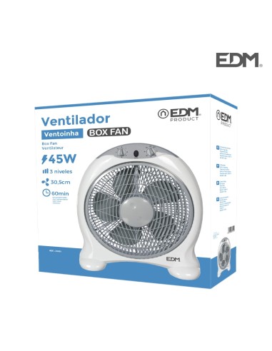 Ventilador box fan, blanco/gris, potencia 45 w,...