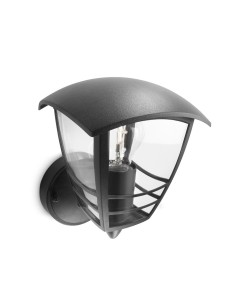 Aplique exterior creek e27 60 w sin bombilla, color negro, luz hacia arriba