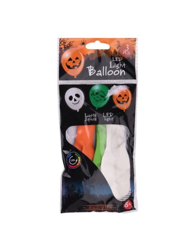 Pack 3 globos halloween con led