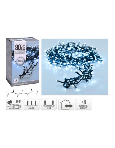 Guirnalda 80 leds blanco frio multifuncion...