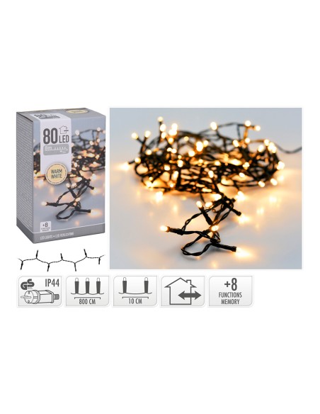 Guirnalda multifuncion 80 leds blanco calido 220v 9m ip44