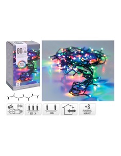 Guirnalda multifuncion 80 leds multicolor 220v ip44 9m 2
