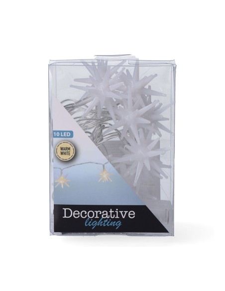 Guirnalda a pilas fija 10 leds estrellas decorativas ø45mm luz cálida 1,30m colores/modelos surtidos