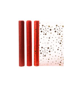 Camino de mesa de organza 3 modelos surtidos rojos 200x35cm