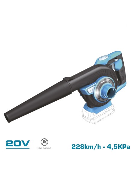 Aspirador soplador 20 v (sin batería ni cargador)