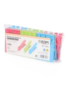24 pinzas de plástico de colores variados 7,2 cm 2