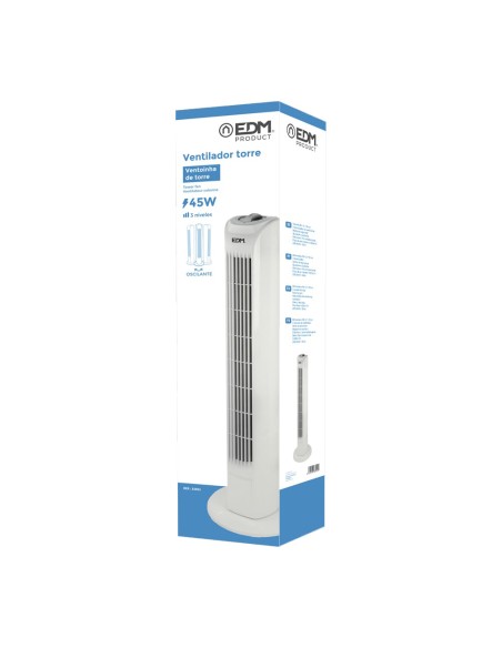 Ventilador de torre. potencia: 45 w, blanco 21 x 78 cm