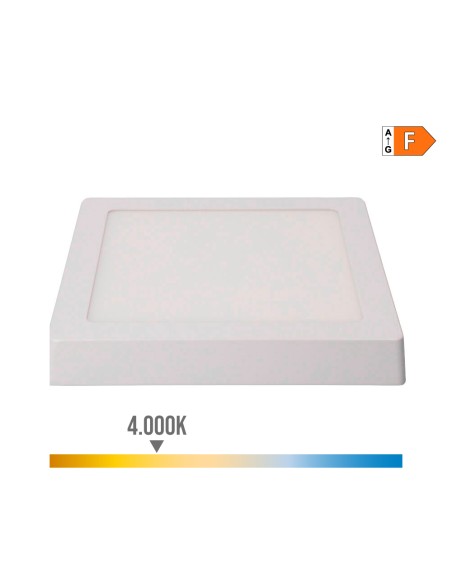 Downlight led superficie cuadrado blanco 20 w 1500 lm 4000 k luz dia 22 x 22 x 3 cm