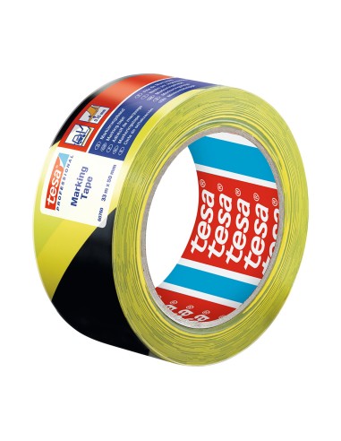 Cinta de balizar adhesiva negro/amarillo 33m x 50mm 60760 tesa