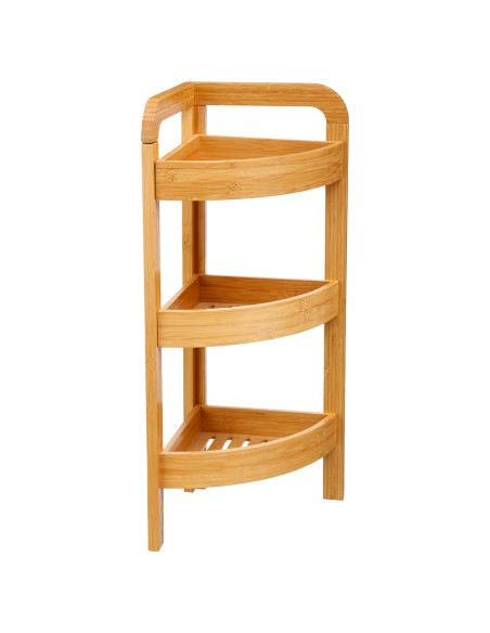 Organizador esquinero 3 niveles bambú 23 x 23 x 61 cm