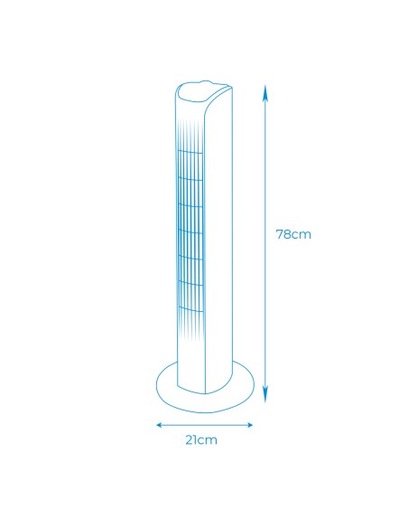 Ventilador de torre. potencia: 45 w, blanco 21 x 78 cm