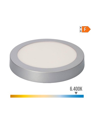 Downlight led superficie redondo cromado 20 w 1500 lm 6400 k luz fria ø 22 x 3 cm