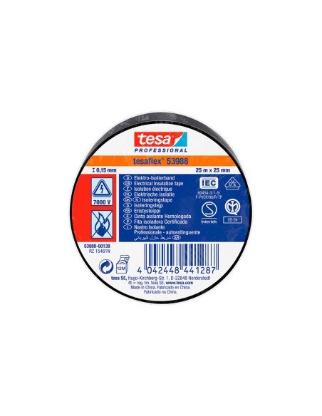 Cinta aislante homologada negra 25 m x 25 mm