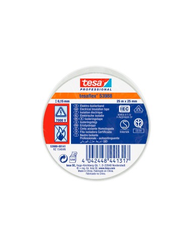 Cinta aislante homologada blanca 25 m x 25 mm