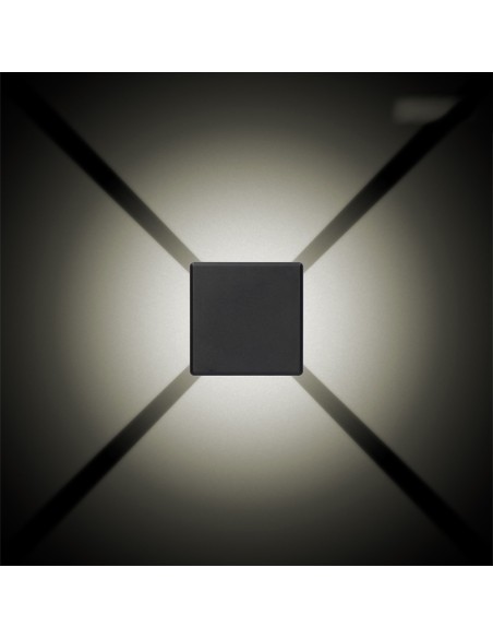 Aplique led cuadrado 4 proyecciones 6 w 516 lm 3000 k luz calida ip54 11.5 x 11.5 x 5 cm