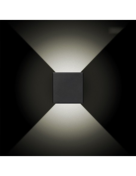 Aplique led cuadrado con 2 proyecciones 3 w 237 lm 4000 k luz dia ip54 11.5 x 11.5 x 5 cm
