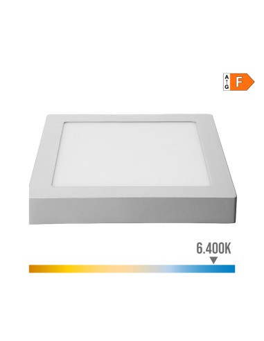 Downlight led superficie cuadrado cromado 20 w 1500 lm 6400 k luz fria 22 x 22 x 3,5 cm