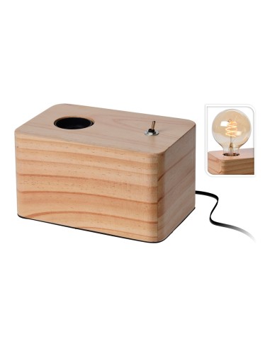 Lámpara con base de madera 20 x 8 x 9 cm