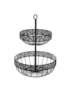 Frutero de dos pisos metalico negro