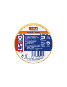 Cinta aislante homologada amarilla 20 m x 19 mm