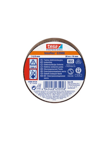 Cinta aislante homologada marron 20 m x 19 mm