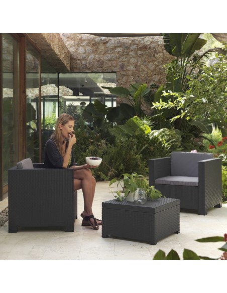 Conjunto jardin diva tete grafit sp berner 3 piezas antracita + cojines