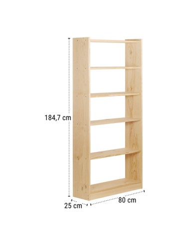 Libreria gala 6 baldas de 80cm pino macizo...