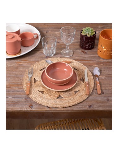 Mantel individual de yute calado ø38cm