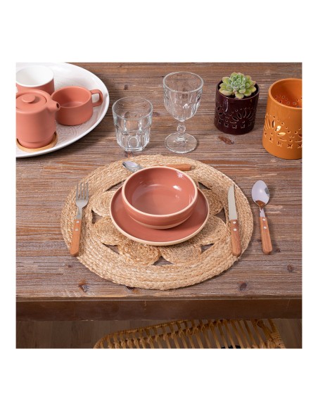 Mantel individual de yute calado ø38cm