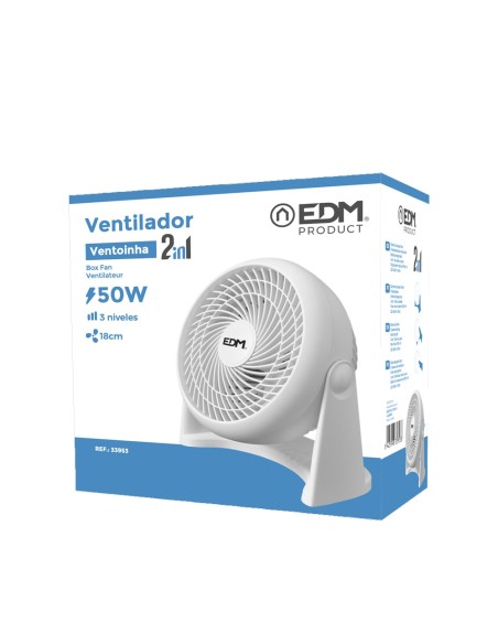 Ventilador 2 en 1 (suelo y pared), blanco, potencia 50 w, aspas ø18 cm 26,5 x 15,5 x 27,7 cm
