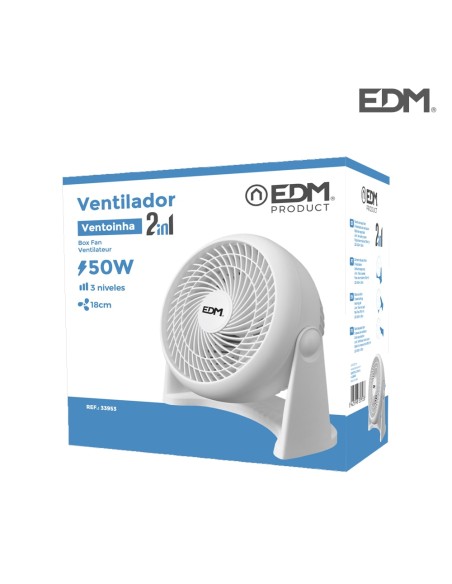 Ventilador 2 en 1 (suelo y pared), blanco, potencia 50 w, aspas ø18 cm 26,5 x 15,5 x 27,7 cm
